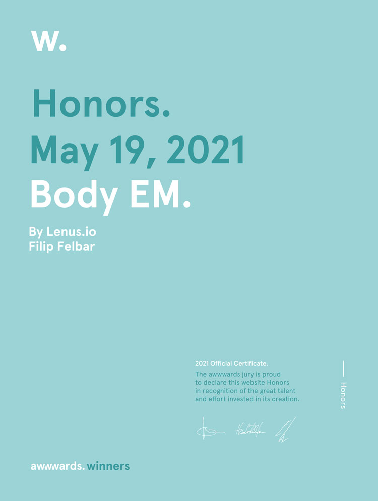 Awwwards Certificate - Honorable Mention - Body EM